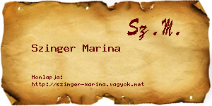 Szinger Marina névjegykártya